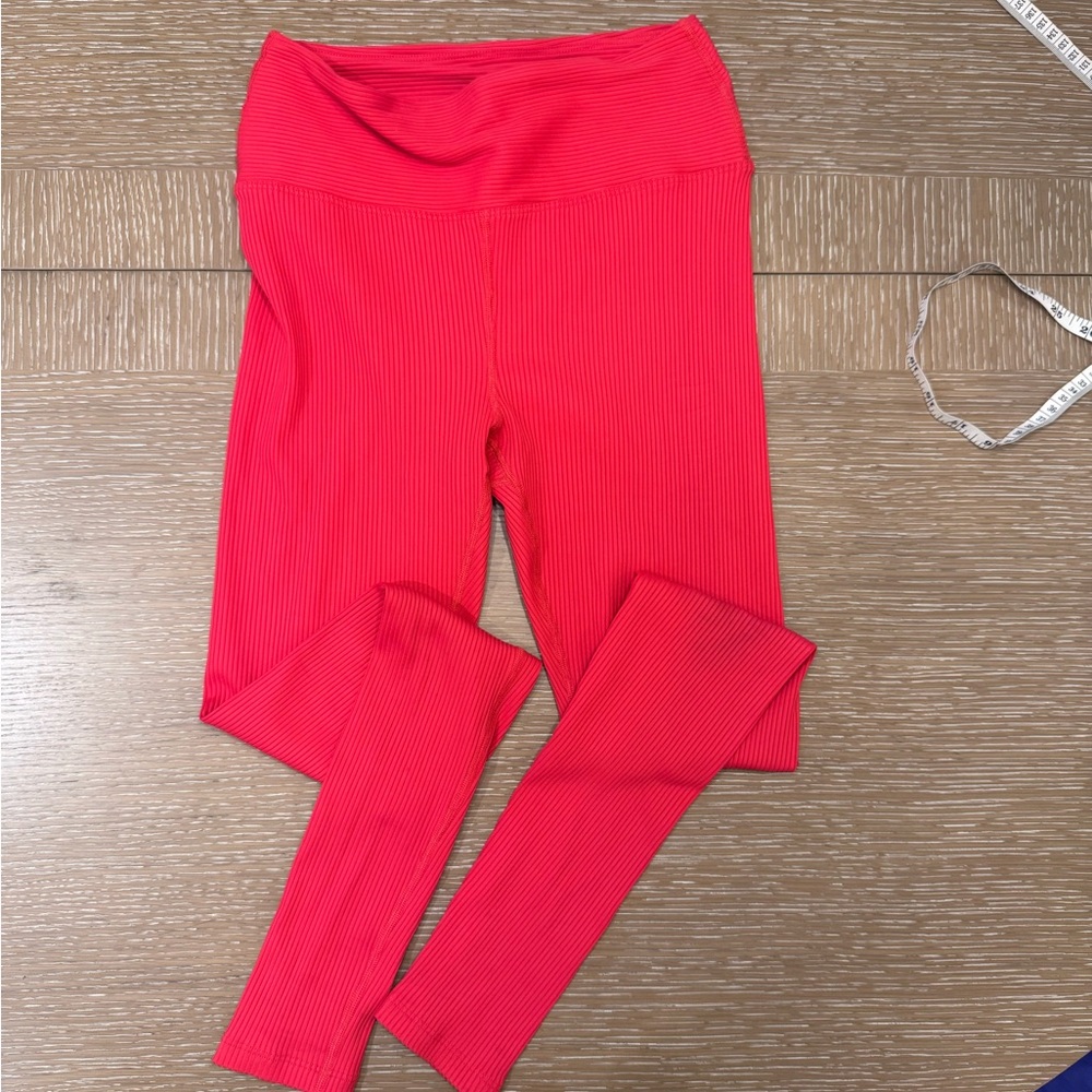 2 Pc YEAR OF OURS Red Ribbed Football Sports Bra and Leggings